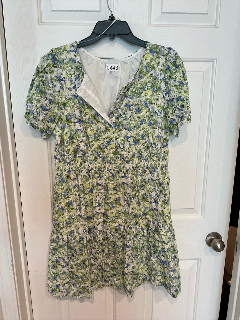 Sugarlips Green & Blue Floral Smocked Mini Dress